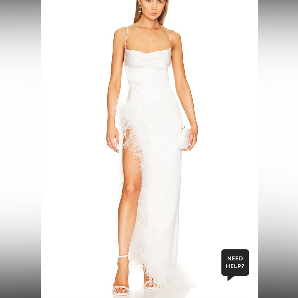 Retrofete PRISCILLA FEATHER DRESS IN WHITE size xs